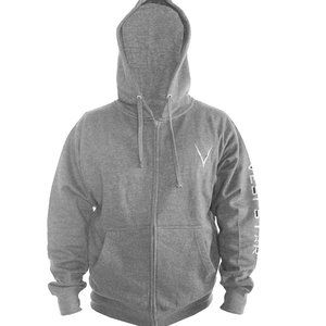 4pcs Set High quality Heavy Cotton fleece lined Hoodie zipper clousire L. Grey